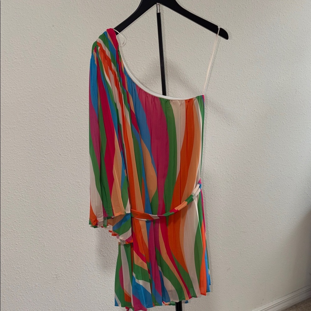 Colorful Striped One-Shoulder Dress - Picture 8 of 15